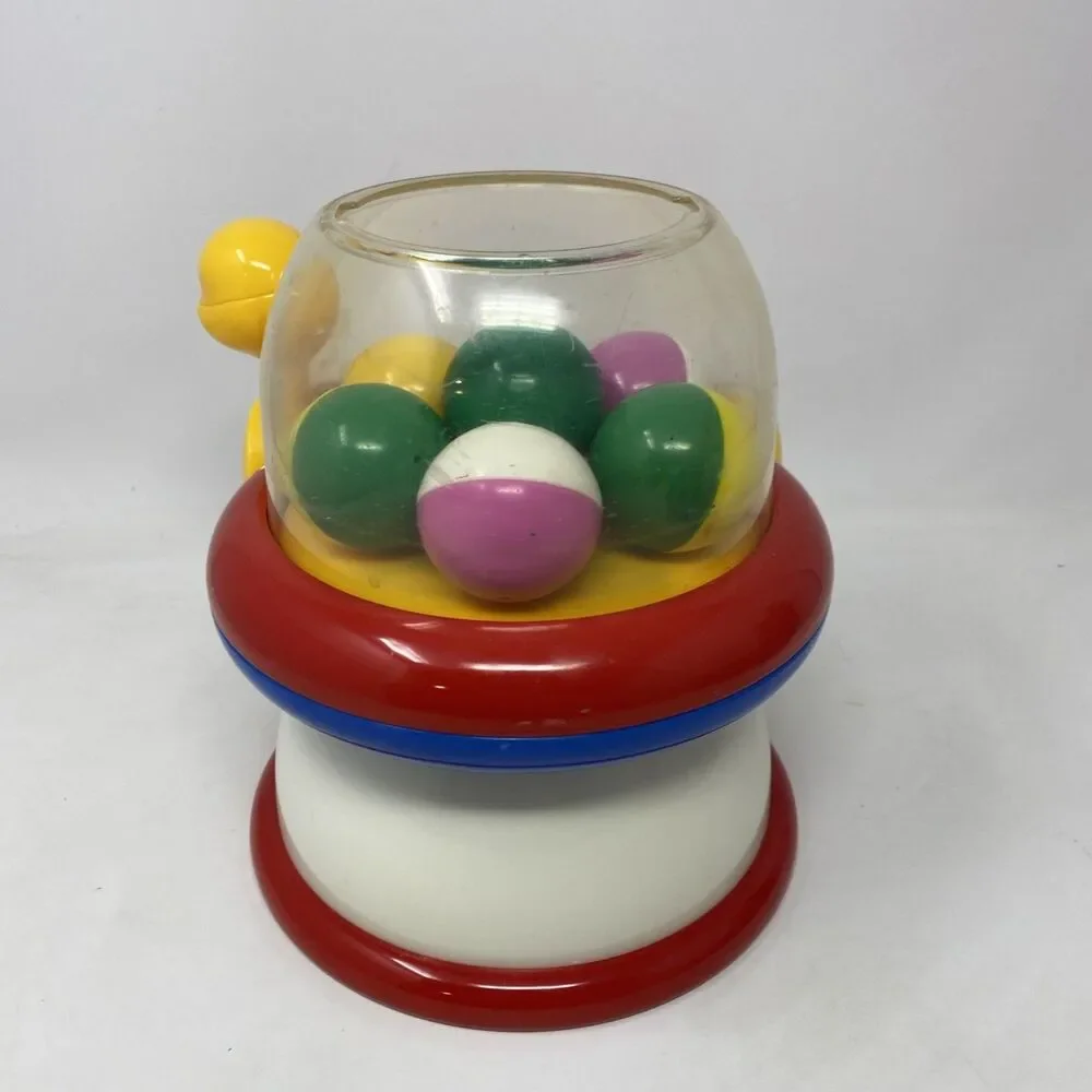 VTG 1995 Tomy Pull N Pop Gumball Machine Ball Dispenser 7 Balls Included Works